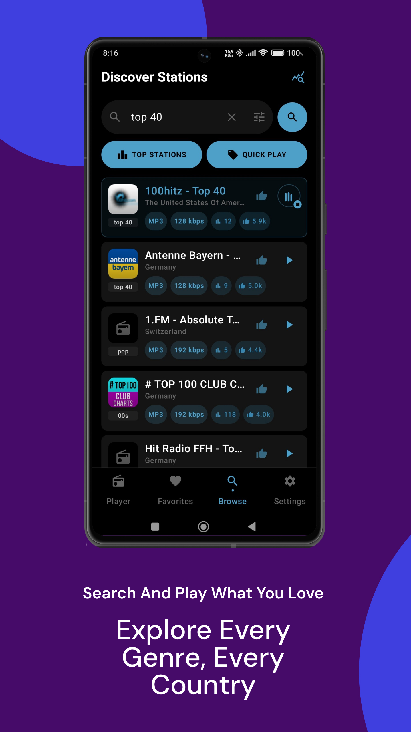 Discover screen